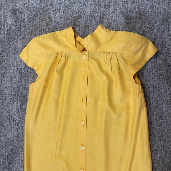 Vintage Levante 100% Silk Tulip Sleeve Dress – Yellow,‎ Size 12 - Picture 7 of 15